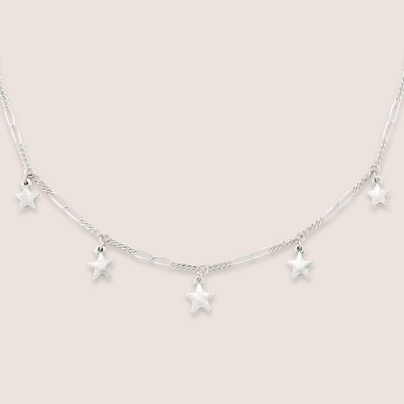 Sterling silver chain with star charms.